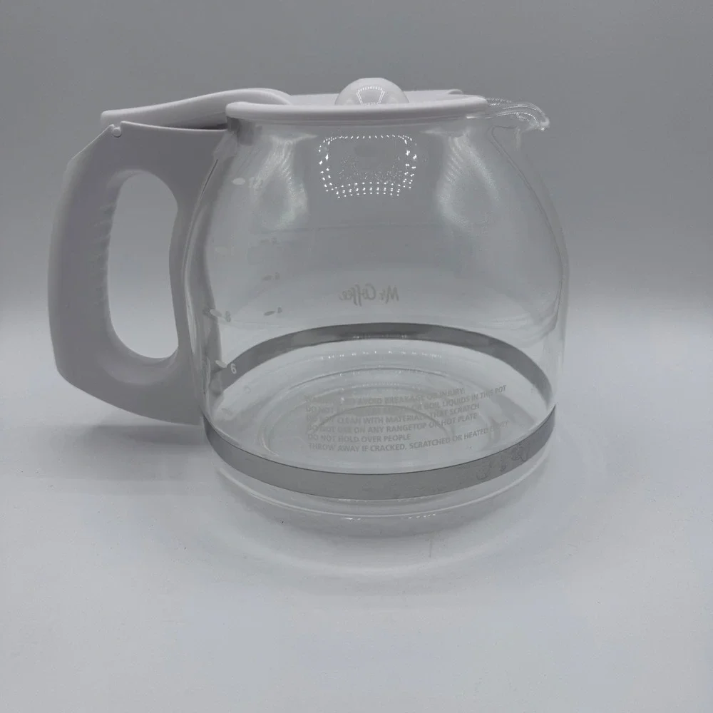 Mr. Coffee 12 Cup Replacement Glass Carafe White Handle Lid Drip Coffee Pot